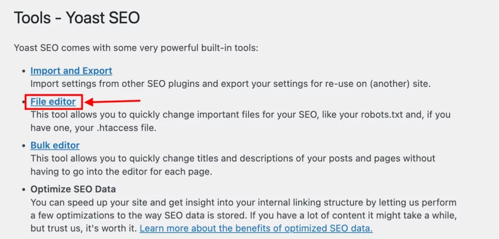 Edit robots.txt - Navigate to file editor via Tools